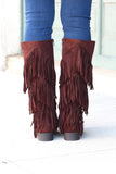 City Girl Layered Fringe Riding Boots {Brown} - The Fair Lady Boutique - 4