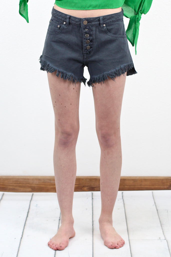 High Waisted Vintage Button Down Shorts {Charcoal}