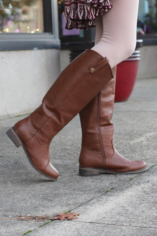 City Girl Layered Fringe Riding Boots {Brown}