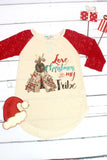 Love Christmas w/ My Tribe Lace Sleeve Raglan - The Fair Lady Boutique - 2
