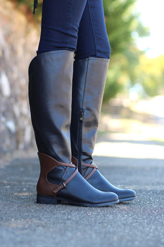Solid Oil Rubbed Emerson Riding Boots {Black}