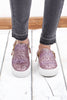 Not Rated: Glitter Zipper Timothy Slide On Sneakers {Rose Gold}