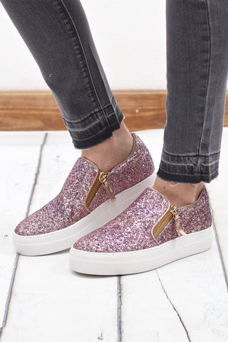 Get Your Shine On Sporty Sneakers {Metallic Rose Gold}