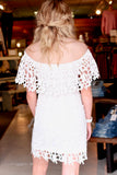 Lace Magic Off Shoulder Scalloped Dress {White} - Size LARGE