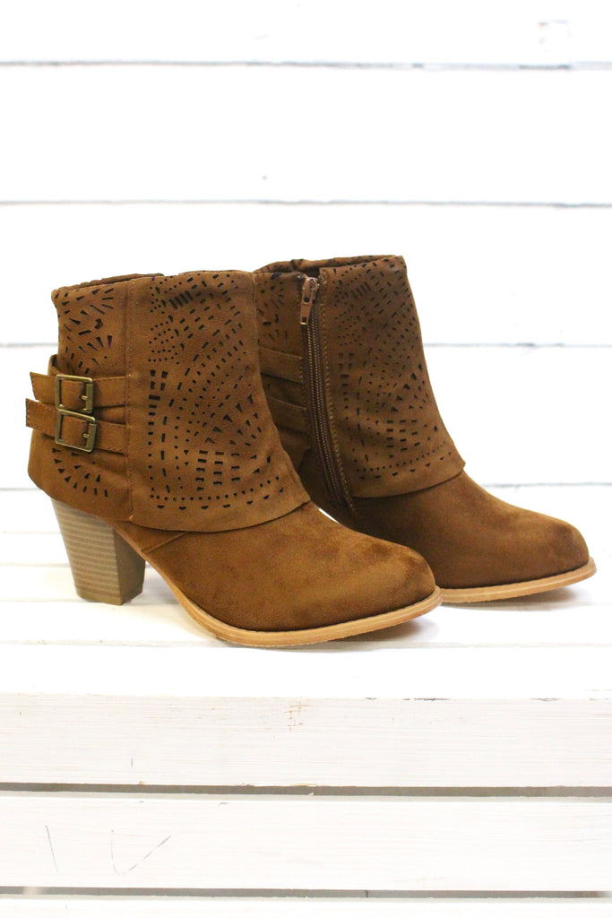 Denny Perforated Suede Bootie {Tan} - The Fair Lady Boutique - 3