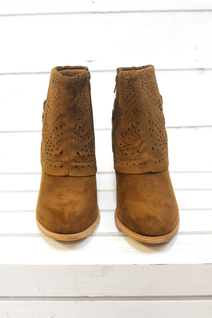 Denny Perforated Suede Bootie {Tan} - The Fair Lady Boutique - 4