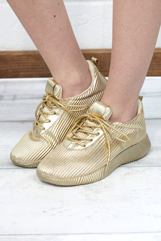 Gold & AB Rhinestone Sparkle Sneakers {Womens}