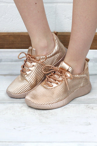 Get Your Shine On Sporty Sneakers {Metallic Gold}