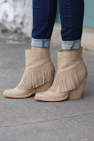 Very Volatile: Gwen Wedge Bootie {Taupe}