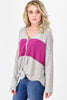 Tie Front Varsity Stripe Brushed Hacci L/S {Orchid}
