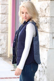 Sweater Weather Contrast Back Quilted Vest {Navy} - The Fair Lady Boutique - 1