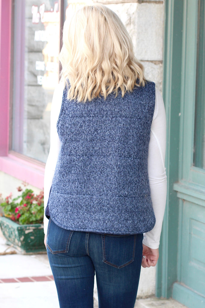 Sweater Weather Contrast Back Quilted Vest {Navy} - The Fair Lady Boutique - 3