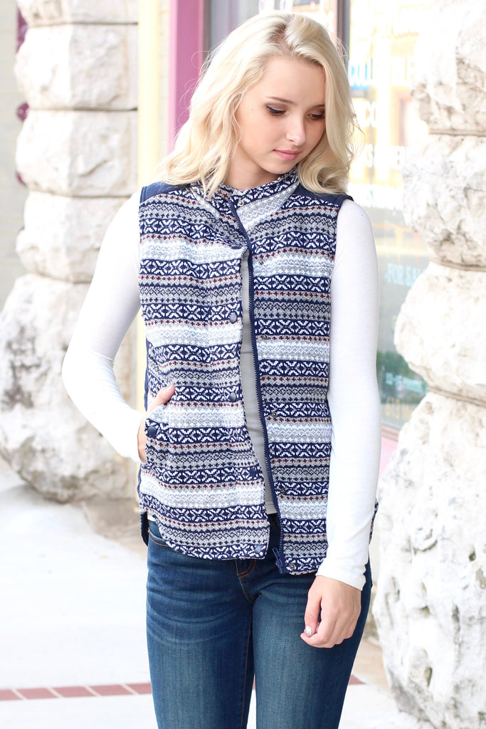 Hitting the Slopes Quilted Padded Vest {Navy+Grey} - The Fair Lady Boutique - 2