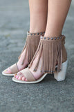 Very Volatile: Lux Fringe High Heel Sandal {Taupe} - The Fair Lady Boutique - 2