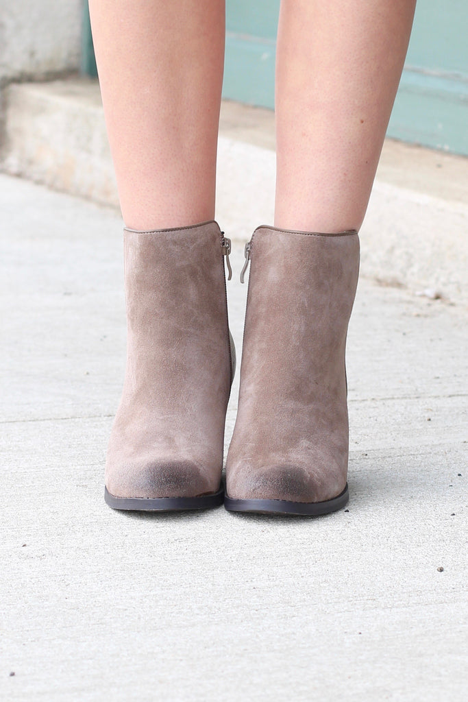 Very Volatile: Indie Suede + Leather Wedge Bootie {Taupe} - The Fair Lady Boutique - 6