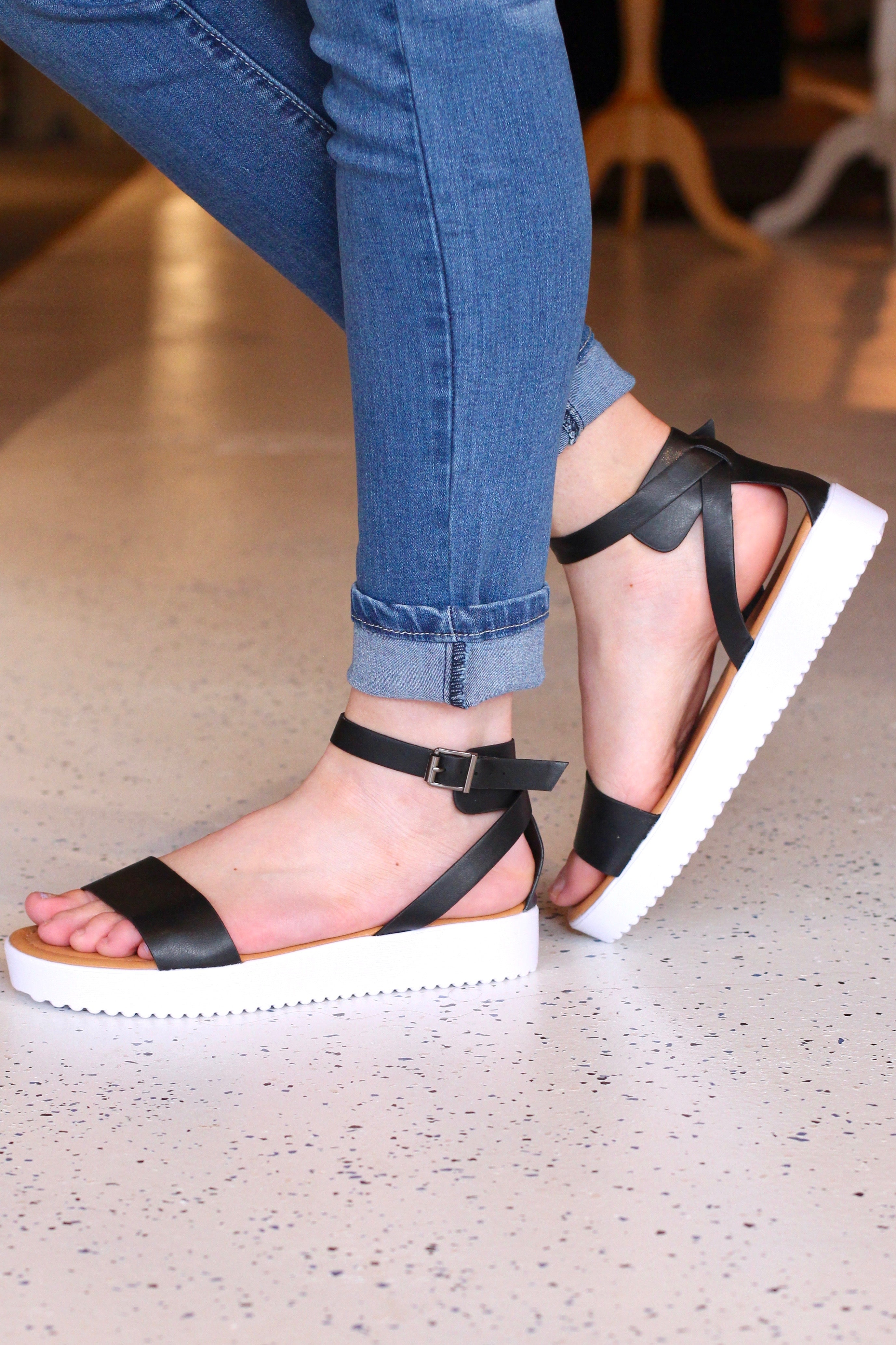 Susa Ankle Wrap Platform Sandal {Black} – TFL