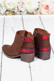 Volatile: Accolade Lace-Up Bootie {Plaid + Brown}