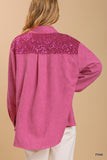 Corduroy Sequin Shimmer Shacket {Pink}