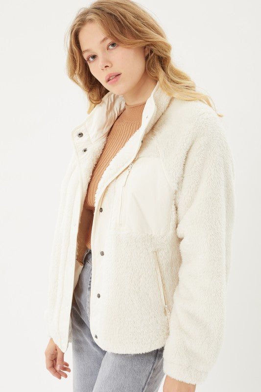 Oh Snap Faux Fur Jacket {Ivory}