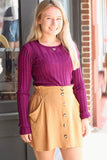 Plum Ribbed Fitted Sweater