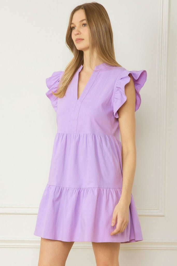 Feelin It Ruffle Dress {Lavender}