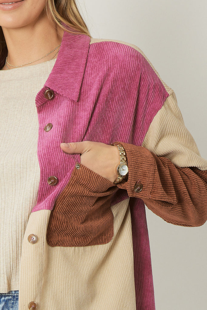 Mixed Up Corduroy Shacket {Orchid Mix}