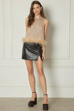 Shiny Sequin + Feather Tank {Gold}