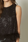 Shiny Sequin + Feather Tank {Black}