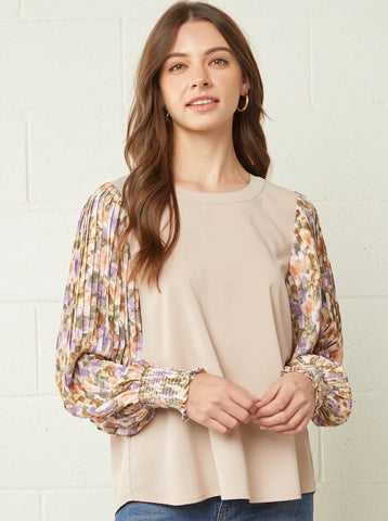 Layered Ruffles Solid Blouse {Sand Beige}