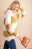 Striped + Scalloped Sweater {Tan/Ivory}