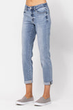 Leah H/R Solid Cuffed Jeans {M. Wash}