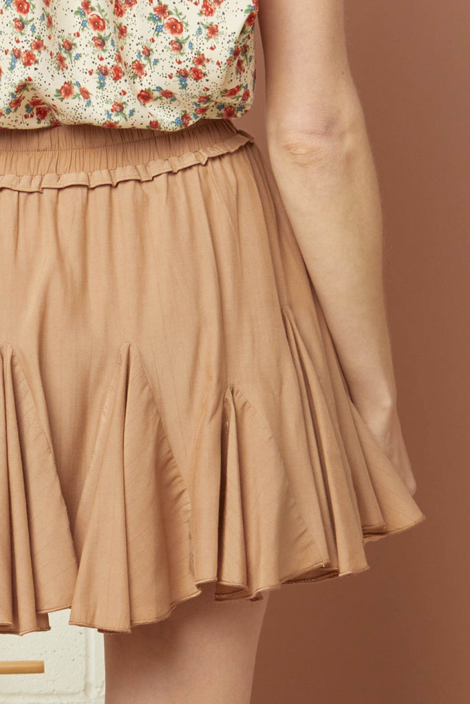 Blissful Skirt w/ Hidden Shorts {Tan}