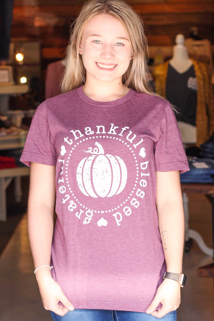 {H. Plum} Thankful Grateful Blessed Pumpkin